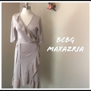 BCBGMaxAzria Florentine Knit Wrap Dress, Large